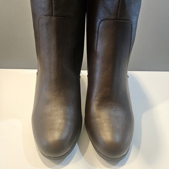 Style & Co NEW Womens Boots 9.5M Faux Leather Brown Block Heel Side Zip Closure - Picture 3 of 12